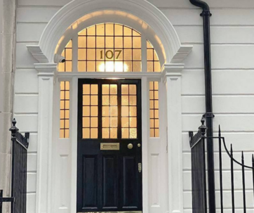 Front door of 107 Harley Street