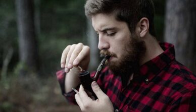 Man smoking pipe