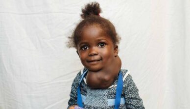 Girl with neck tumour