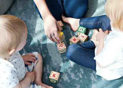 children playing with blocks