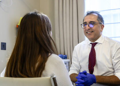 Maxillofacial consultant Professor Kaveh Shakib with patient