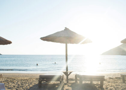 deckchairs on beach